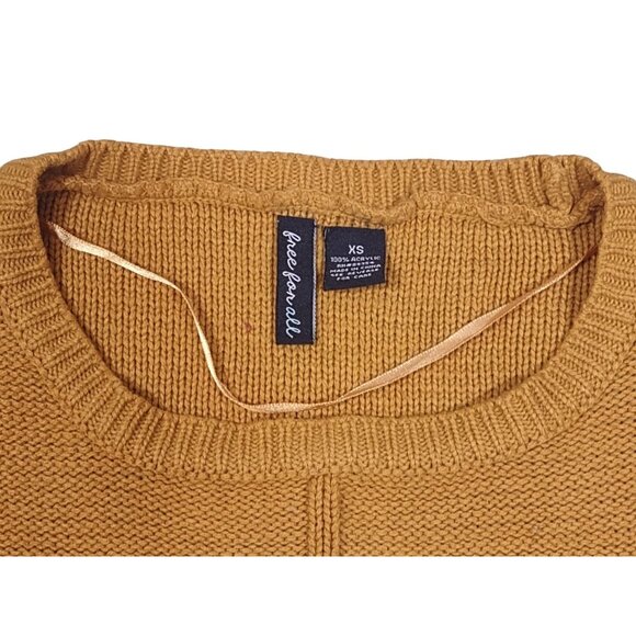 Free For All Sweater Mustard Yellow Drop Shoulder Medium Knit Fall Womens XS - Picture 3 of 5